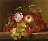 Still Life with Peach_ Grapes and Rosehips